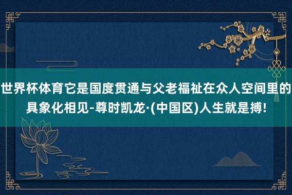 世界杯体育它是国度贯通与父老福祉在众人空间里的具象化相见-尊时凯龙·(中国区)人生就是搏!