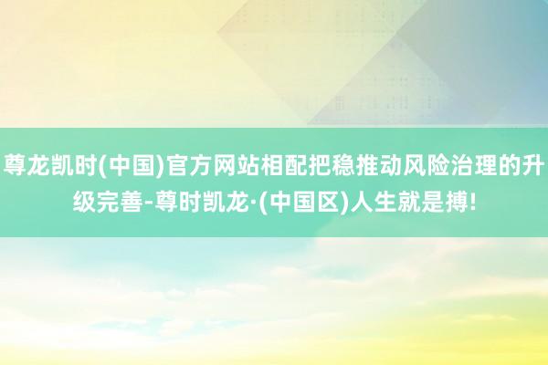 尊龙凯时(中国)官方网站相配把稳推动风险治理的升级完善-尊时凯龙·(中国区)人生就是搏!