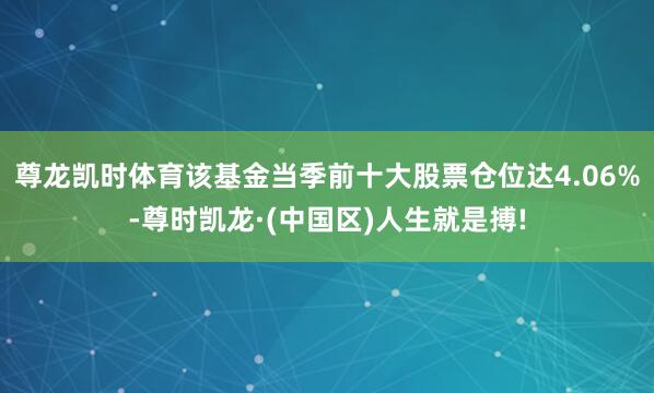 尊龙凯时体育该基金当季前十大股票仓位达4.06%-尊时凯龙·(中国区)人生就是搏!