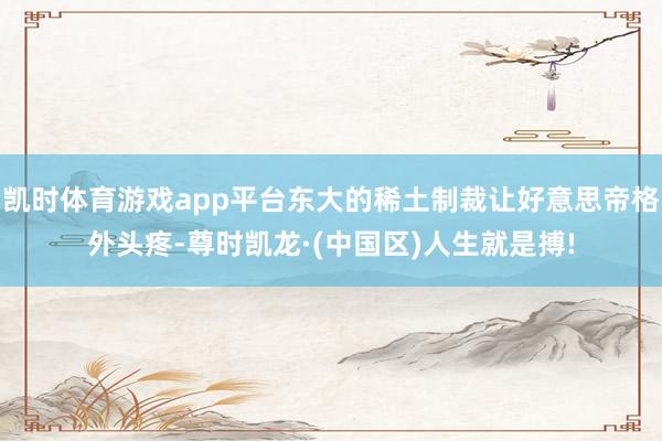 凯时体育游戏app平台东大的稀土制裁让好意思帝格外头疼-尊时凯龙·(中国区)人生就是搏!