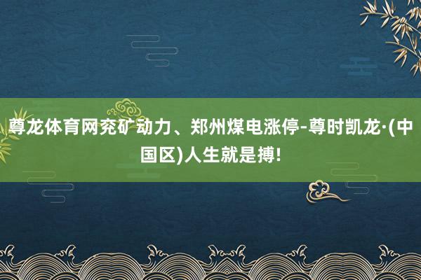 尊龙体育网兖矿动力、郑州煤电涨停-尊时凯龙·(中国区)人生就是搏!